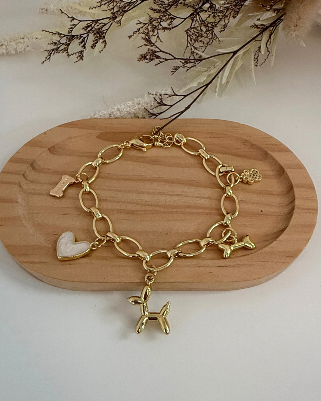 Pulsera Huellitas Doradas