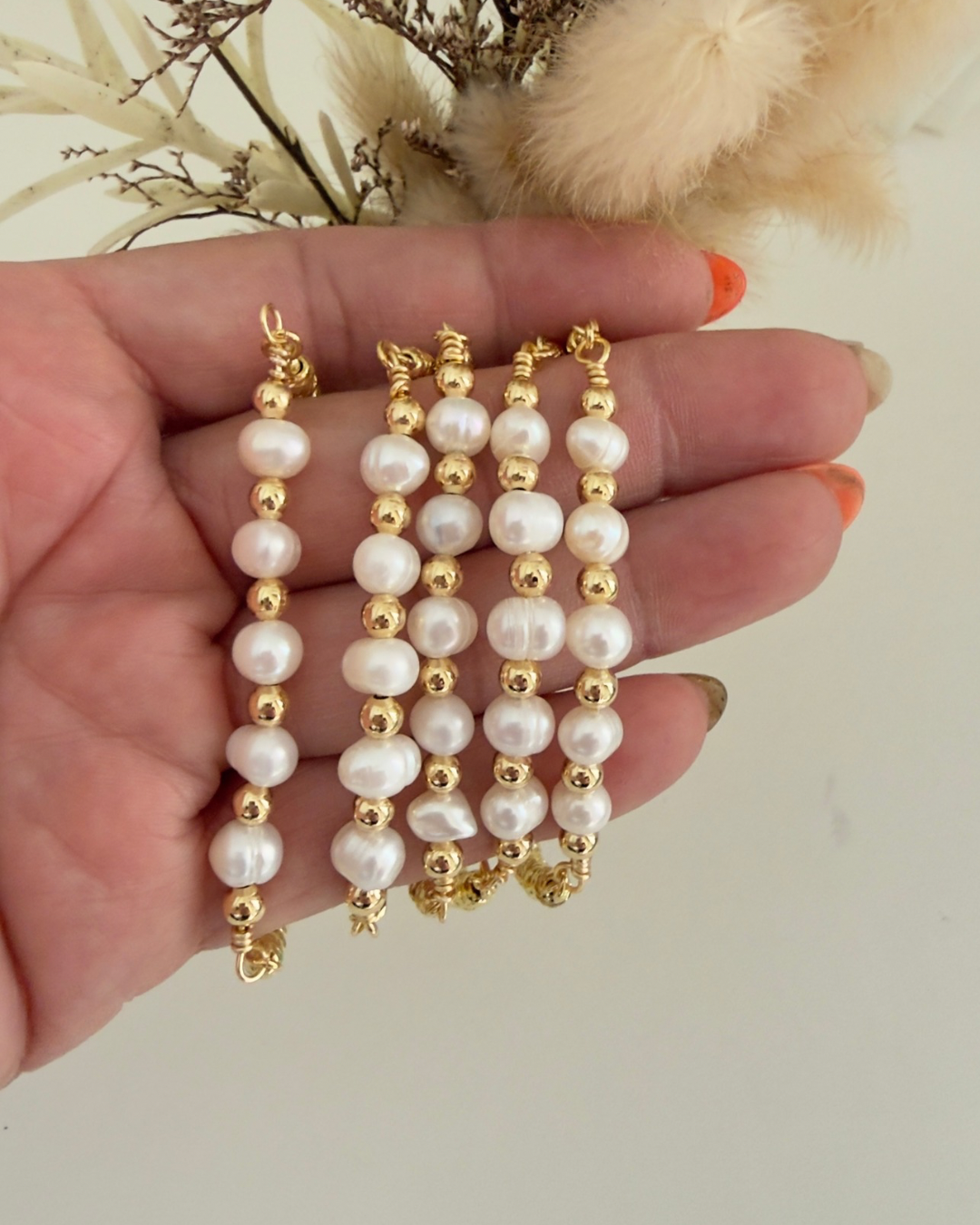 Pulseras Perlas Blancas
