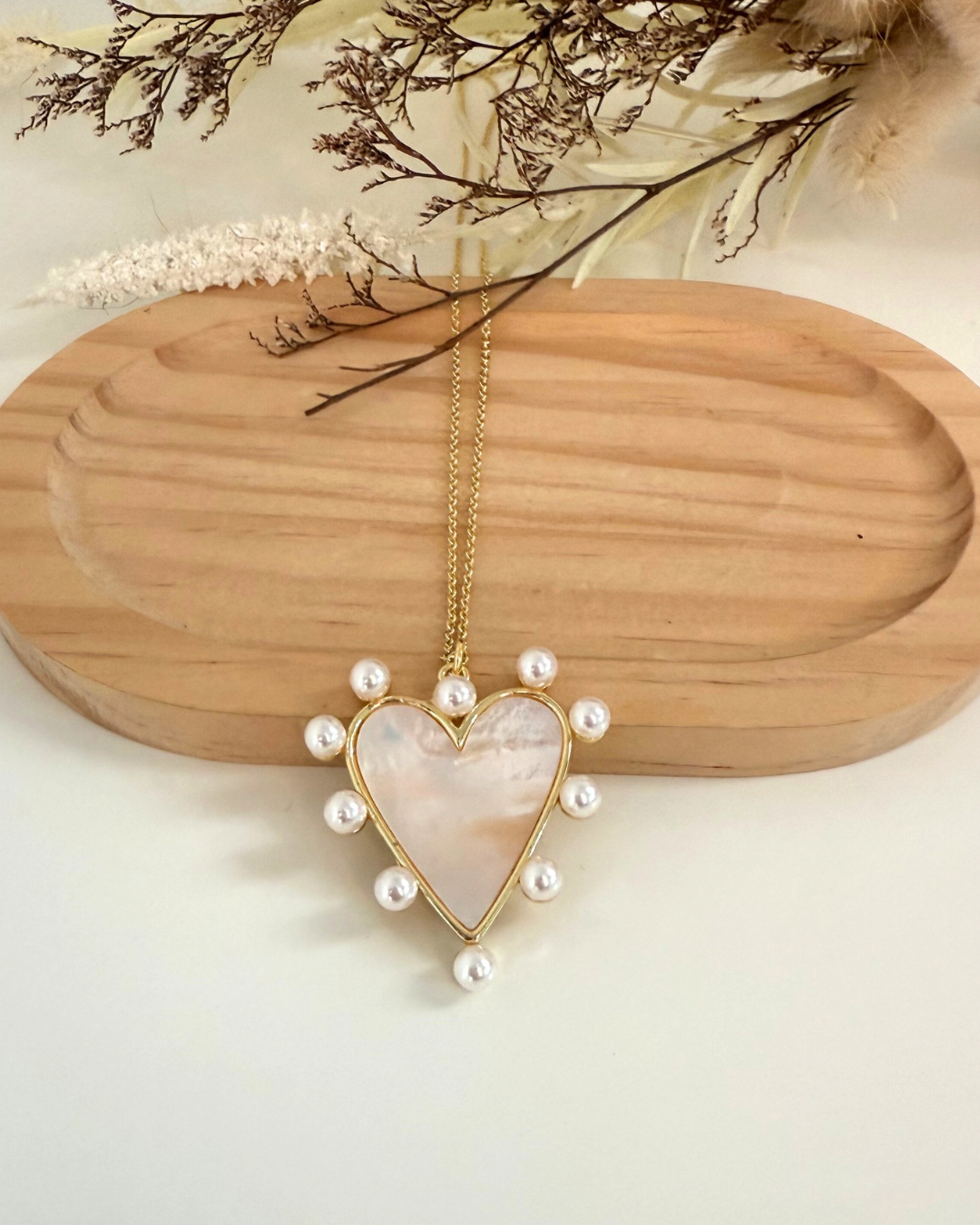 Cadena Corazón y Perlas