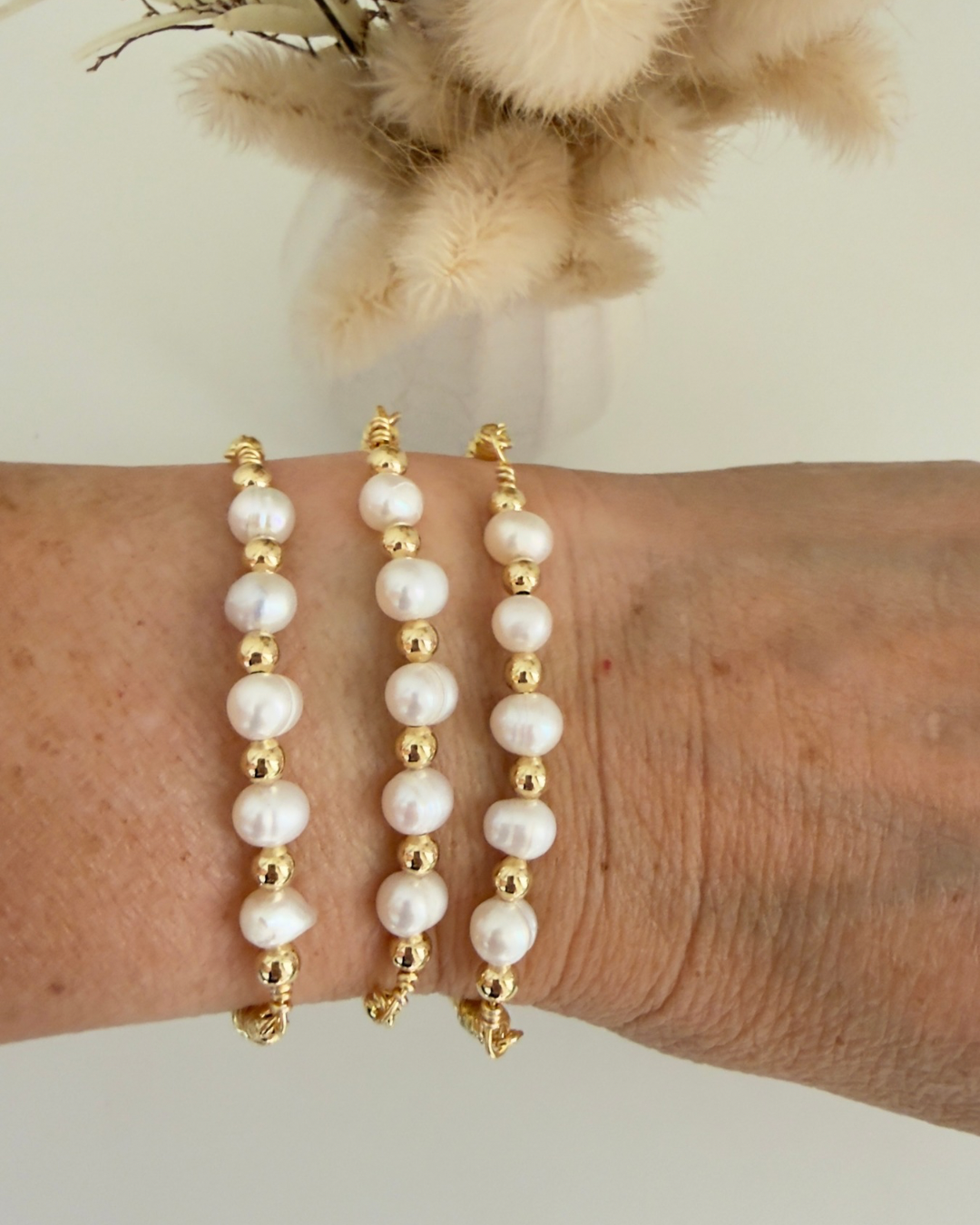 Pulseras Perlas Blancas