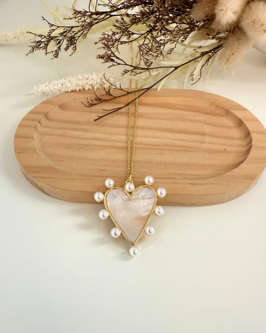 Cadena Corazón y Perlas