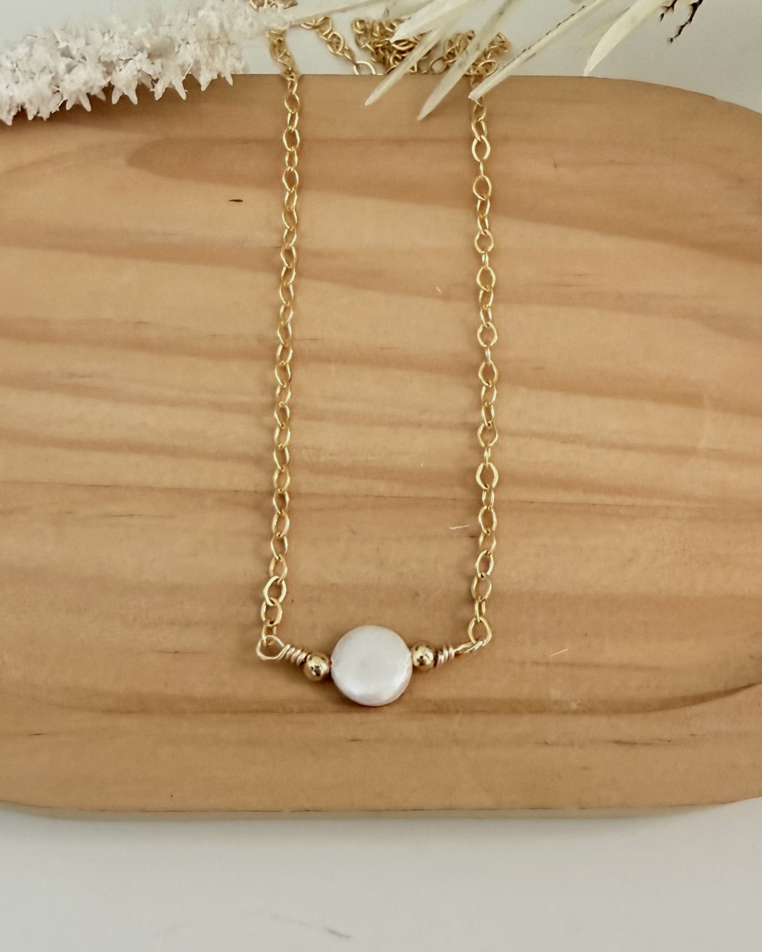 Cadena perla chata redonda