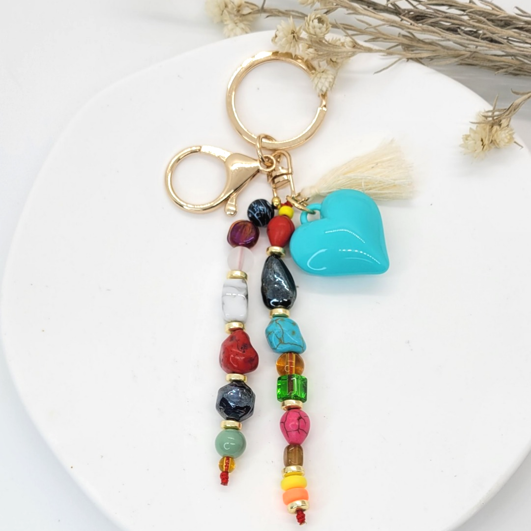 Turquoise hearts keychain